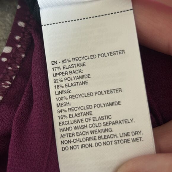 Nike Swimsuit Womens XL One Piece Back Zip Burgundy Polka Dots Bathing Suit New - Picture 11 of 11